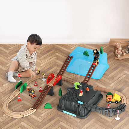 Bopeep Toy Train Set Track DIY Wooden-1975420474666127367