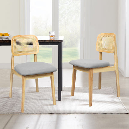 Levede 2x Dining Chair Wood Rattan Armless Natural-1975420339236245511