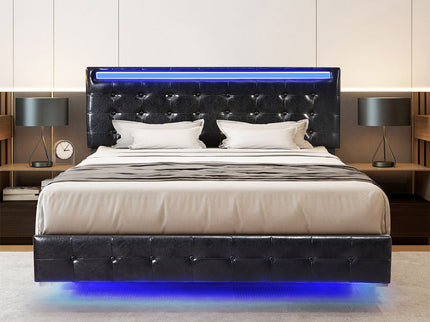Levede  Floating Bed Frame Queen with Headboard LED Lights Mattress Base-1910112198202626055