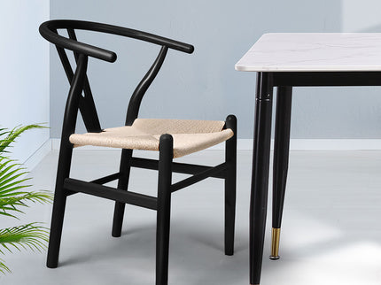 Levede 2x Dining Chairs Wooden Hans Black-1942353395260198919