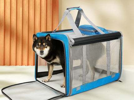 Pawz 3 in 1 Pet Soft Crate Dog Cat Carrier L Size Blue-1910112288384356359