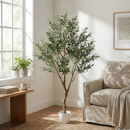 Lambu Artificial Olive Tree Palm Fake Green Leaves Natural Plants Indoors 205cm-2050056792163094535