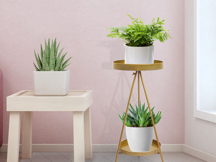 Levede Plant Stand 2 Tiers Outdoor Indoor Gold Medium-1864184724205998087