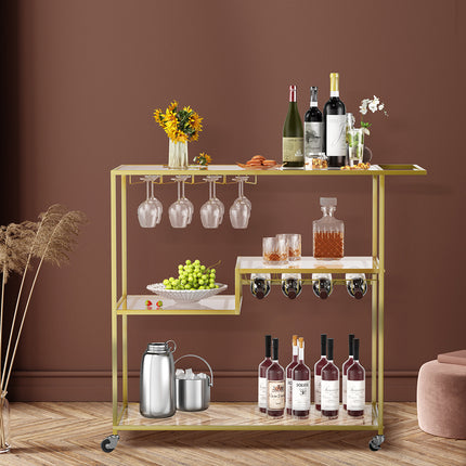 Levede Bar Cart Gold Drinks Serving Trolley 4 Tier-1973193806790660103