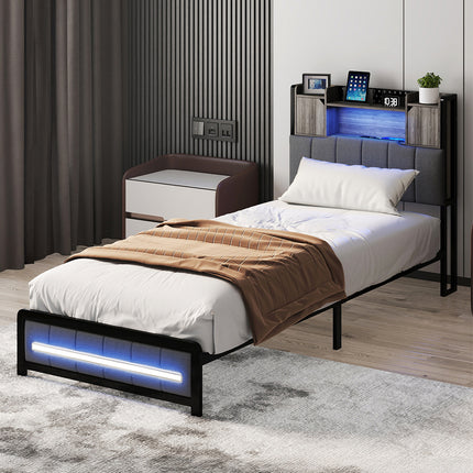 Levede Single Bed Frame with Storage Headboard RGB LED-2011971105295831047