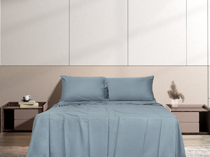 Dreamz 4pcs Double Size 100% Bamboo Bed Sheet Set in Grey Colour-1942353307494387719