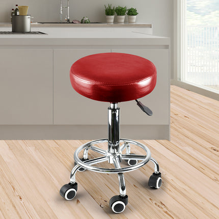 Levede Salon Stool Swivel Barber Stools Red-2029387239389270023