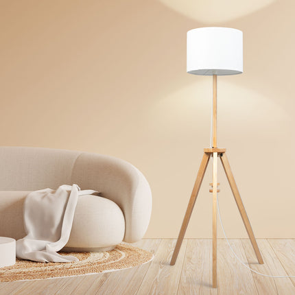 EMITTO Tripod Floor Lamp Wooden Modern Natural-1973193957894656007