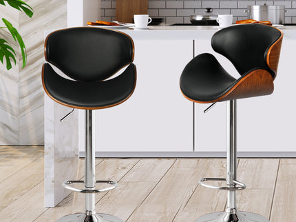 Levede 1x Kitchen Bar Stools Gas Lift Silver-1864183229758705671