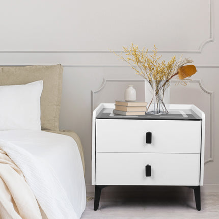Levede Bedside Table LED Lights Drawers Storage-1975420388699672582