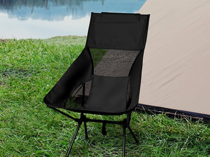 Levede Camping Chair Folding Outdoor Large Black-1864184454763909127