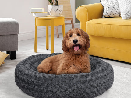 PaWz Calming Dog Bed Warm Soft Plush M Dark Grey Medium-1864184534111752199