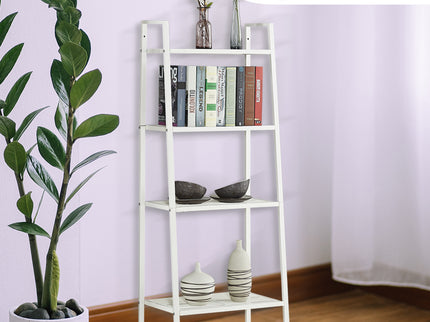 Bookshelf 4 Tier Ladder Shelf Unit Bookcase White-1864184251654737926