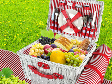 Picnic Basket Set Baskets 4 Person Wicker-1910113180965801991