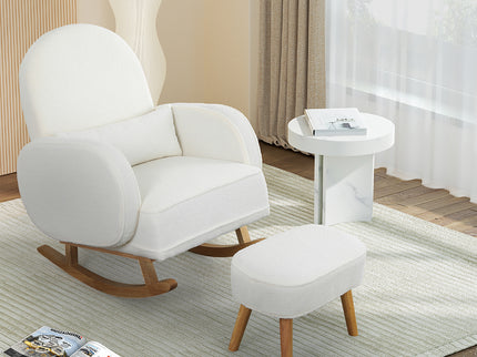 Levede Fleece Rocking Chair with footstool-1910112200622739463