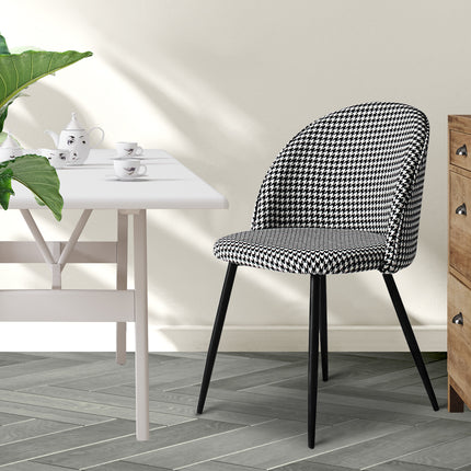 Levede 2x Dining Chairs Kitchen Cafe Black and White-1975420492424810503