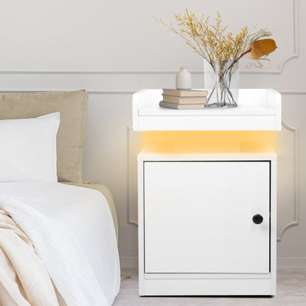 Levede Bedside Table USB Charger Outlet RGB White-1975420388510928902
