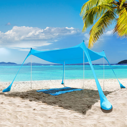 Beach Tent Camping Canopy 4-6 Person Family Sun Shade Shelter 300x300cm Blue-1973193766378541063