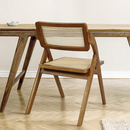 Levede 2X Foldable Rattan Dining Chairs Walnut-1975420495780253703