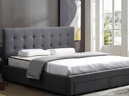 Levede Queen Bed Frame Fabric Tufted Dark Grey-1910113204571344903