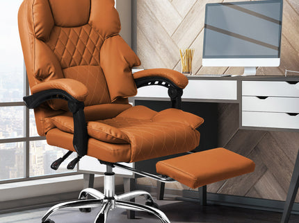 Levede Gaming Chair Office Computer Brown Footrest-1864184461999083527