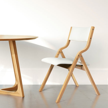 Levede 2x Dining Chairs Foldable PU Beige-1975420497088876551