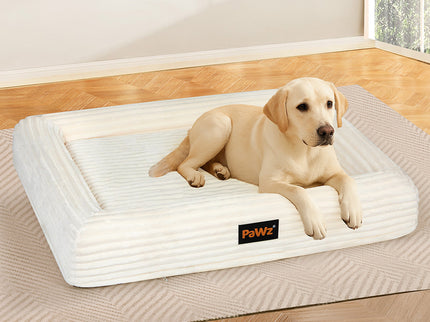 Pawz XL Size Orthopedic Dog Bed with Corduroy Removable Cover Waterproof Washable Beige-1954802489660411911