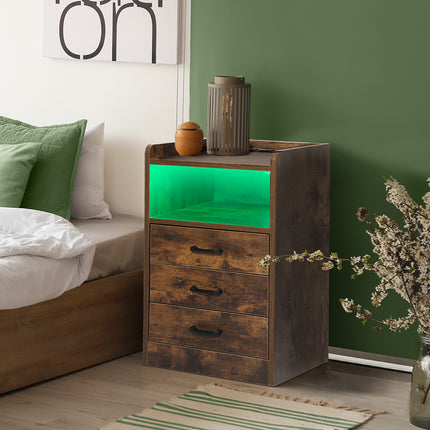 Levede Bedside Table USB Charger Outlet LED Oak-1910112204938678275