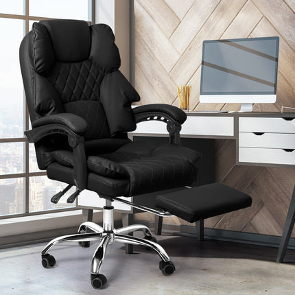 Levede Gaming Chair Office Computer Black Footrest-1973194005252542471