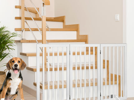 PaWz Wooden Pet Gate Dog Fence Safety White 400x 3MM-1864184509856092167