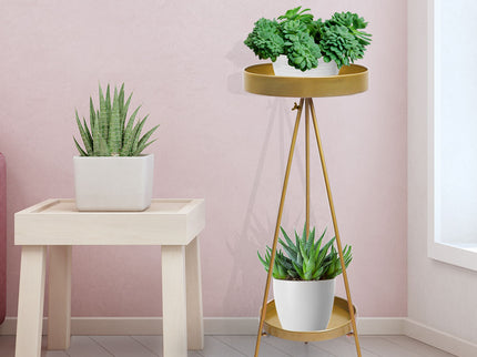 Levede Plant Stand 2 Tiers Outdoor Indoor Gold Large-1864184723455217671