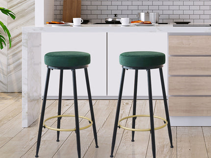 Levede 2x Bar Stools Barstools Velvet Green-1864183232082350087