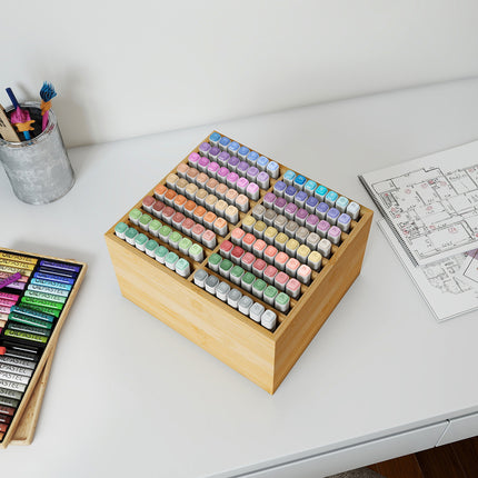 Levede Bamboo Marker Organizer Large Capacity Holder-1973193604943974407