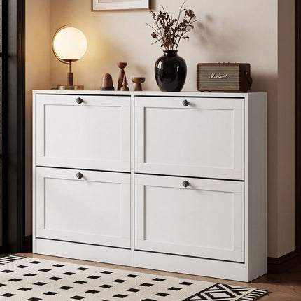 Levede Shoe Cabinet 4 Flip Drawers Vertical Storage Rack Organiser Entryway-2050059010169769992
