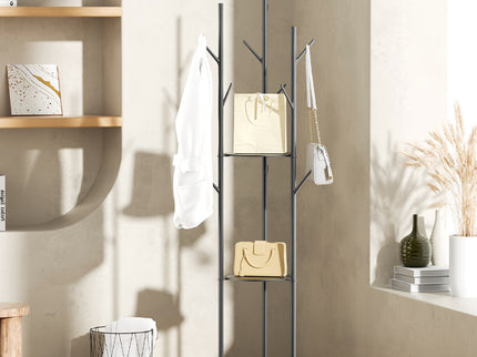 Levede Coat Rack Clothes Stand 8 Hook Organizer Black-1942353108294307847
