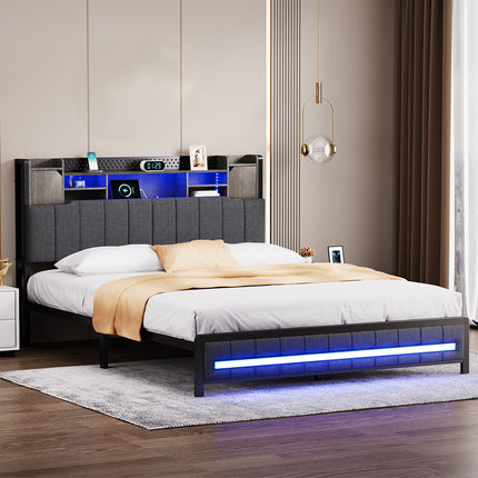 Levede Queen Bed Frame with Storage Headboard RGB LED-1973193510035263495