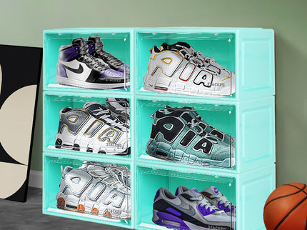 Stacked 6x Sneaker Display Case Shoe Cyan-1864184616554991623