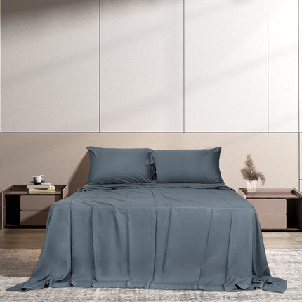 Dreamz 4pcs Double Size 100% Bamboo Bed Sheet Set in Charcoal Colour-1973194025343258631