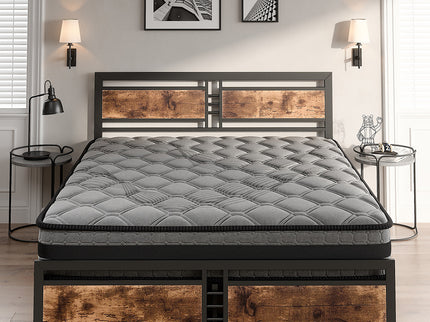 Metal Bed Frame Mattress Base Set Wood Queen-1910113214738337799