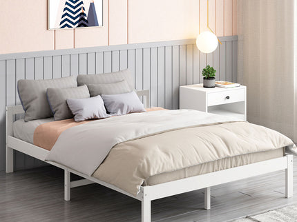 Levede Wooden Bed Frame Double Size White-1864183192601366535