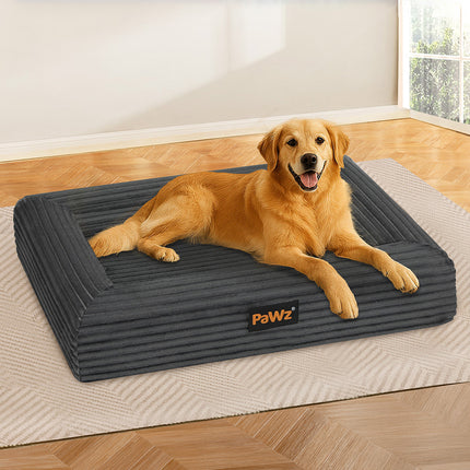 Pawz XL Size Orthopedic Dog Bed with Corduroy Removable Cover Waterproof Washable Grey-1973193548052434951