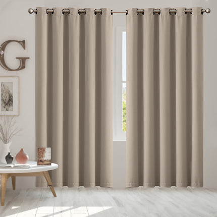 2x Blockout Curtains Panels 3 Layers Beige-1973194063431733254