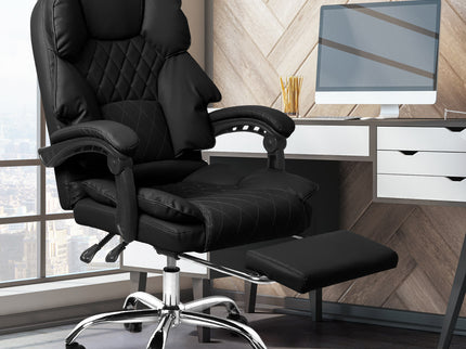 Levede Gaming Chair Office Computer Black Footrest-1864184461713870855