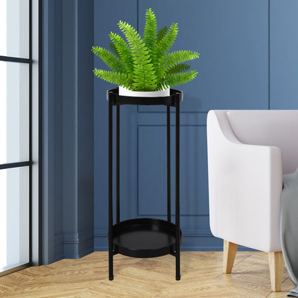 Levede 2 Tier Plant Stand Outdoor Indoor Black Large-1973193775849279494