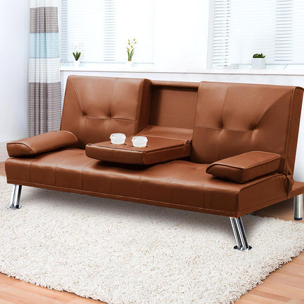 Levede Sofa Bed Adjustable Recliner Brown-1975420502369505287