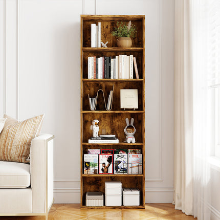 Levede 6 Tier Book Shelf Adjustable Shelves Walnut-2006732776128253959