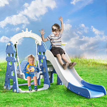 BoPeep Kids Slide Swing Basketball Ring Blue-1973193909152649223