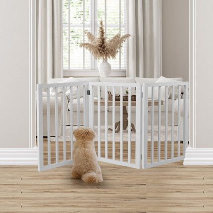 Wooden Pet Gate Dog Fence Retractable White 2000x 3MM-1973193642378137607