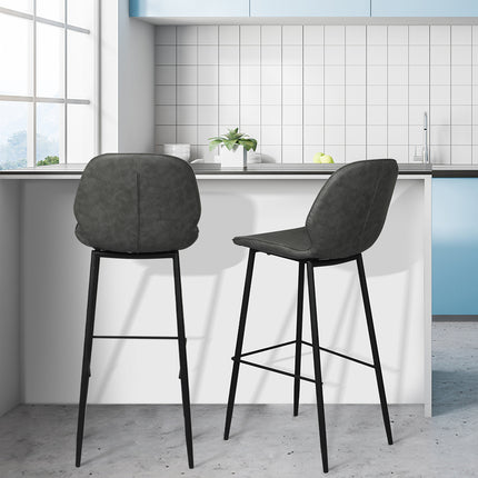 Levede 2x Bar Stool Barstools Counter Grey-1973194084180955143