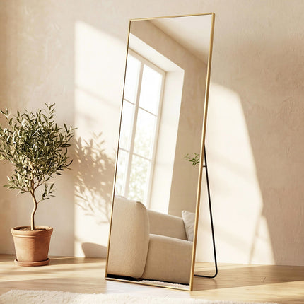 Yezi Rectangular Full Length Mirror 165x60cm Gold Standing Floor Wall Leaning-2065254637262475271